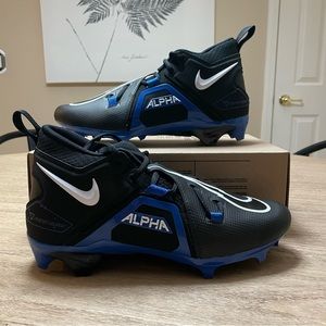 Nike Alpha Menace Pro 3 Mid Football Cleats Black/Royal Men size 10